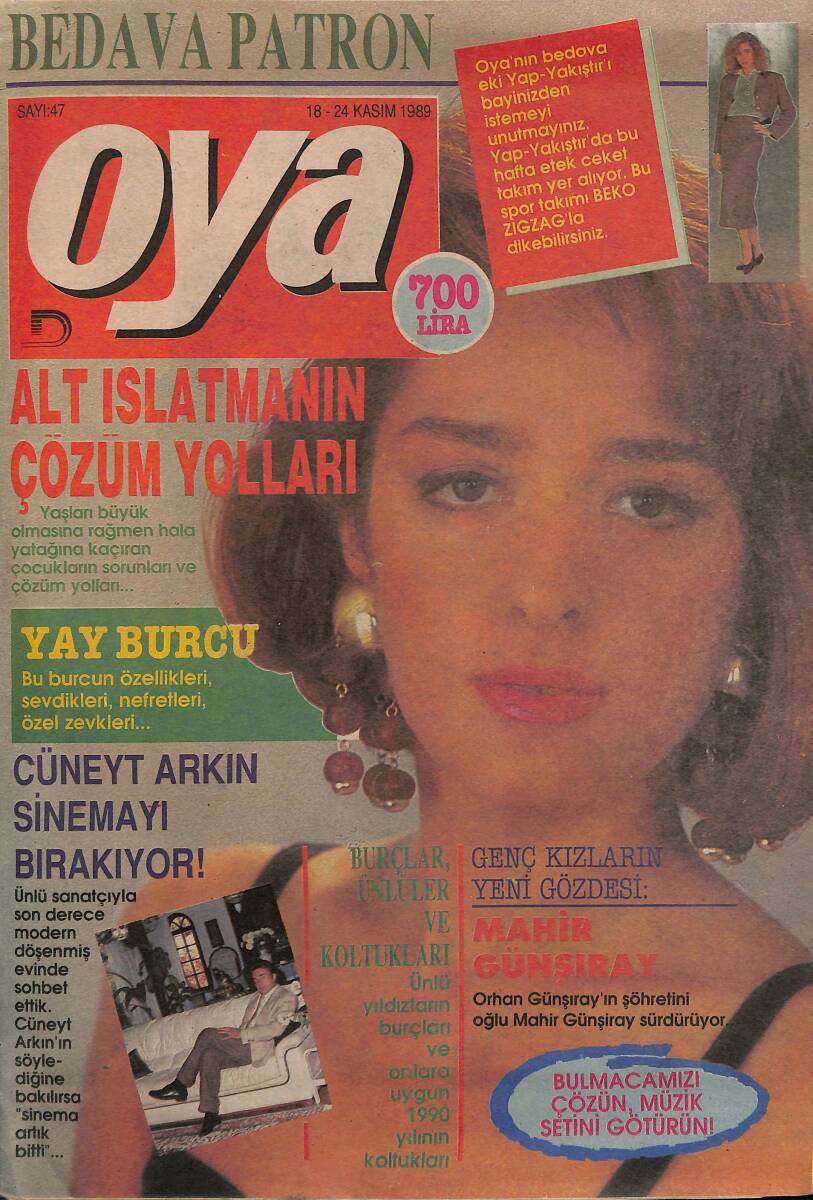 Oya Magazin Dergisi 18-24 Kasım 1989 Sayı : 47 - Cüneyt Arkın Sinemayı Bırakıyor NDR101447 - 1