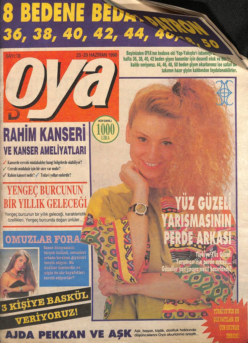 Oya Magazin Dergisi 23-29 Haziran 1990 Sayı : 78 - Örnek Sanatçı Türkân Şoray - Nilüfer'in Yeni Kaseti Yolda NDR101420 - 1
