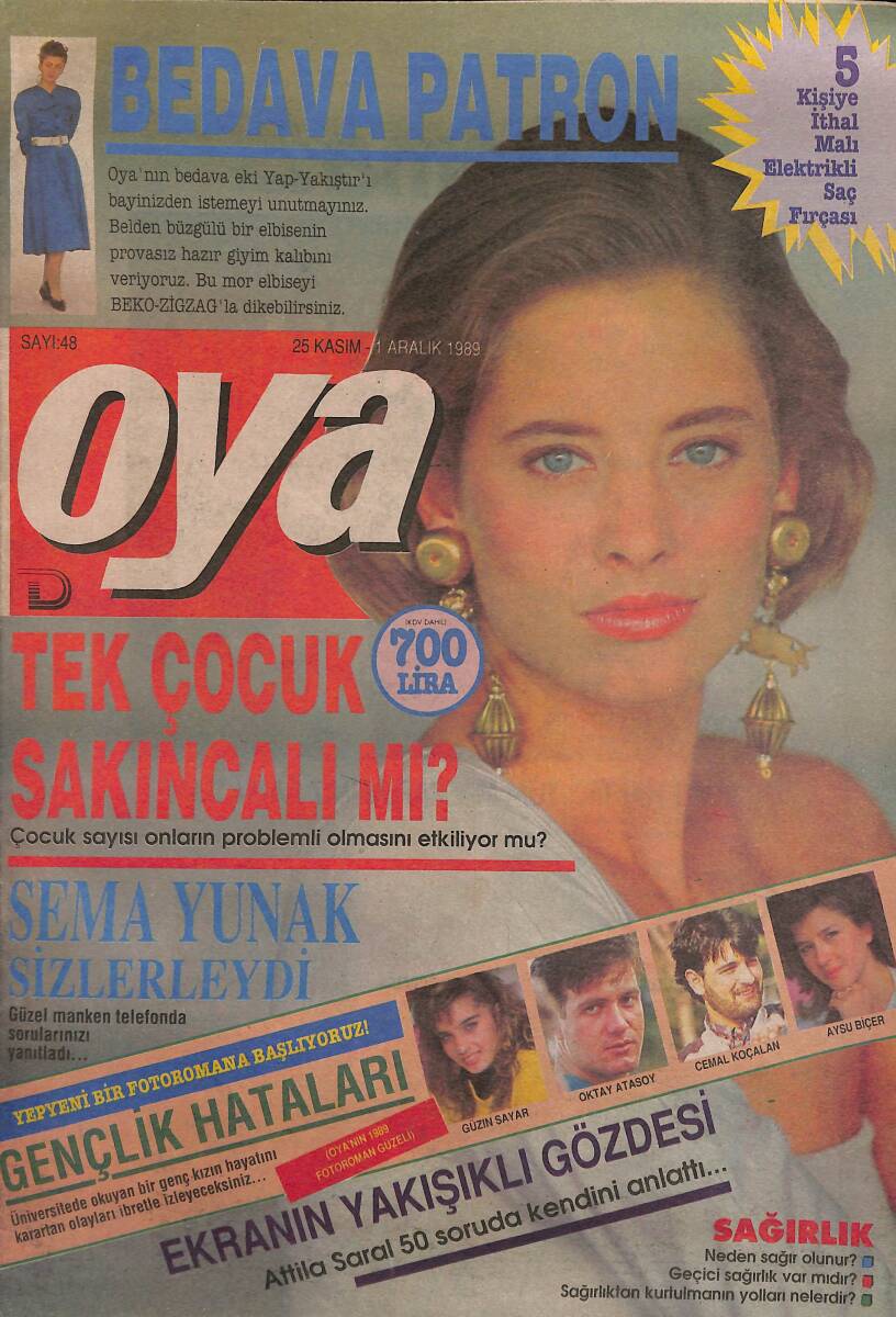 Oya Magazin Dergisi 25 Kasım-1 Aralık 1989 Sayı : 48 - İlyas Salman ''Ben Entellektüel Bir Peşmergeyim'' - Şevket Altuğ Arayış İçinde NDR101448 - 1