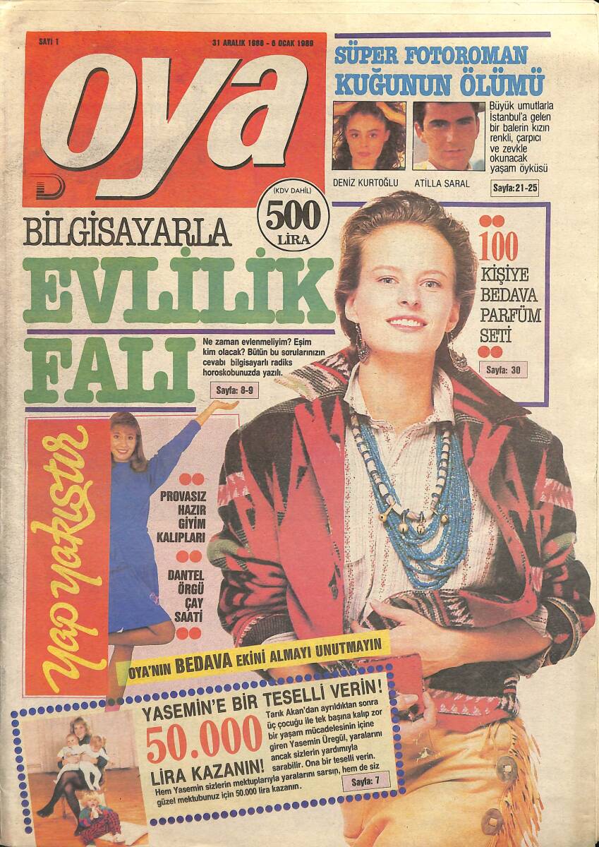 Oya Magazin Dergisi 31 Aralık 1988-6 Ocak 1989 Sayı : 1- Anket Defteri Küçük Emrah NDR101449 - 1
