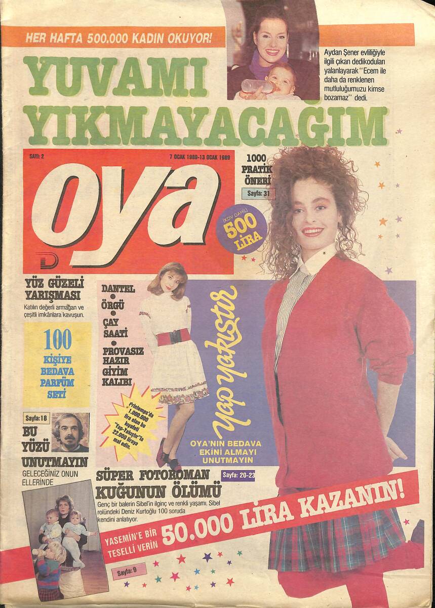 Oya Magazin Dergisi 7 Ocak 1989-13 Ocak 1989 Sayı : 2 - Genç Kızların Yeni Sevgilisi : Tolga Davacı NDR101451 - 1
