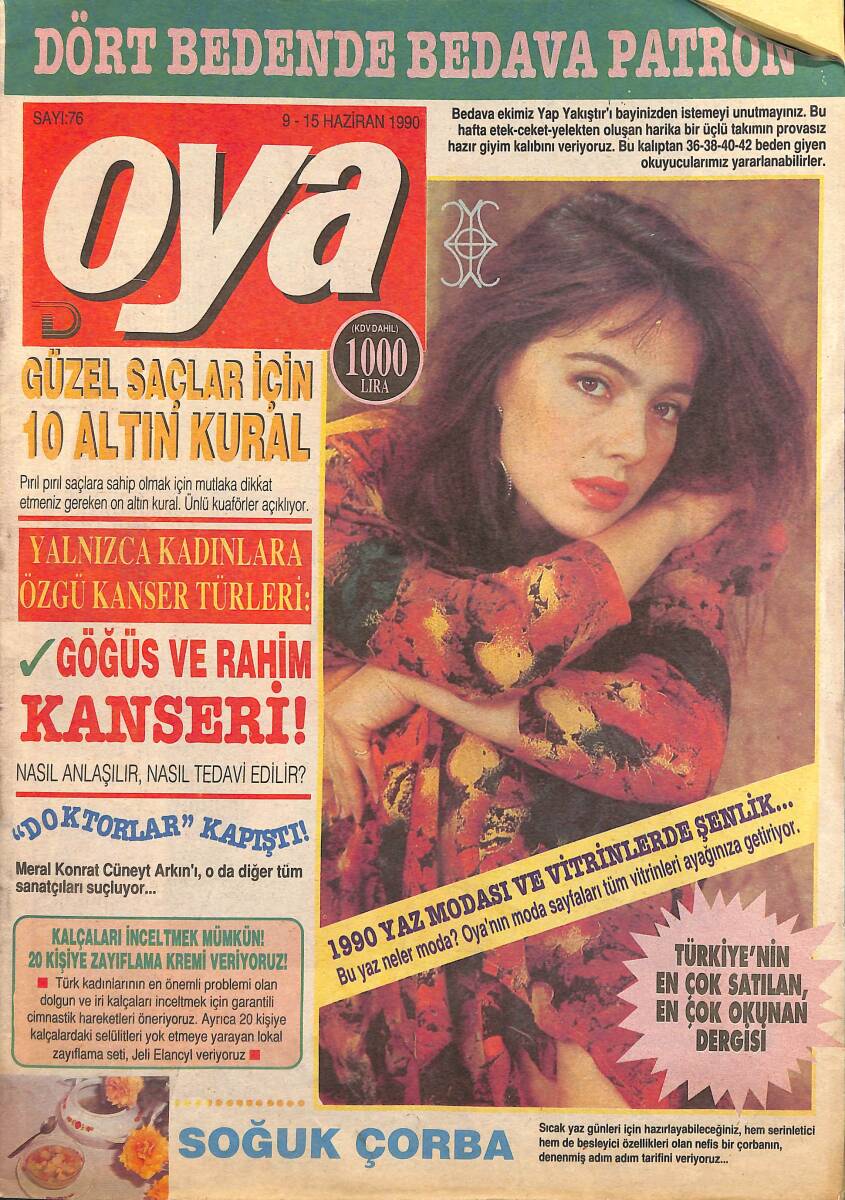 Oya Magazin Dergisi 9-15 Haziran 1990 Sayı : 76 - Orhan Gencebay Düğün Ne Zaman ? - Cüneyt Arkın İddiaları Cevaplıyor - Ülker Hobby Çikolata Reklamı NDR101423 - 1