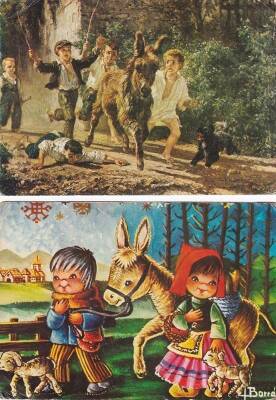 Oyun Oynayan Çocuklar Animasyon 2li Kartpostal KRT10322 - 1