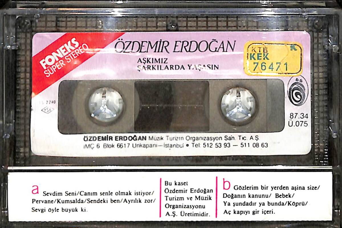 Özdemir Erdoğan - Aşkımız Şarkılarda Yaşasın Kaset (Sarı Bandrol - İkinci El) KST27033 - 2