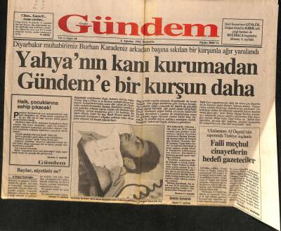 Özgür Gündem Gazetesi 6 Ağustos 1992 - İstanbul , Udi Polat Ölürse Sana da , Ona da Yazıktır ! GZ117359 - 1