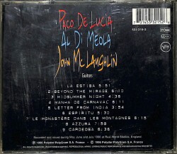 Paco De Lucia - Al Di Meola - John McLaughlin - The Guitar Trio CD (İkinci El) CD4639 - 2