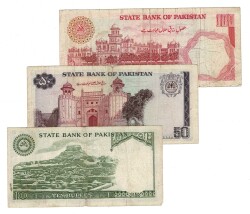 Pakistan 10/50/100 Rupees Yabancı Kağıt Para Lotu ÇT YKP8531 - 2