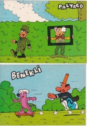 Palyaço Benekli Çizgi Film 2li Kartpostal KRT10383 - Gökçekoleksiyon