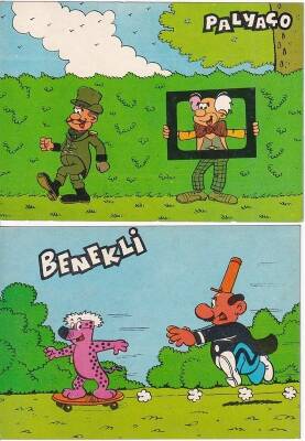 Palyaço Benekli Çizgi Film 2li Kartpostal KRT10383 - 1