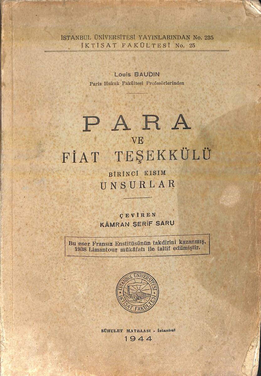 Para ve Fiyat Teşekkülü / Birinci Kısım: Unsurlar NDR93920 - 1