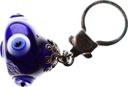 Parlak Taş Üzerine Nazar Boncuk İşlemeli Eski Anahtarlık AKS565 - 3