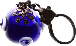 Parlak Taş Üzerine Nazar Boncuk İşlemeli Eski Anahtarlık AKS565 - 2