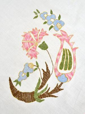 Patiska Kumaş Sarma İşi Nakışlı Örtü AOB1209 (N) - 2