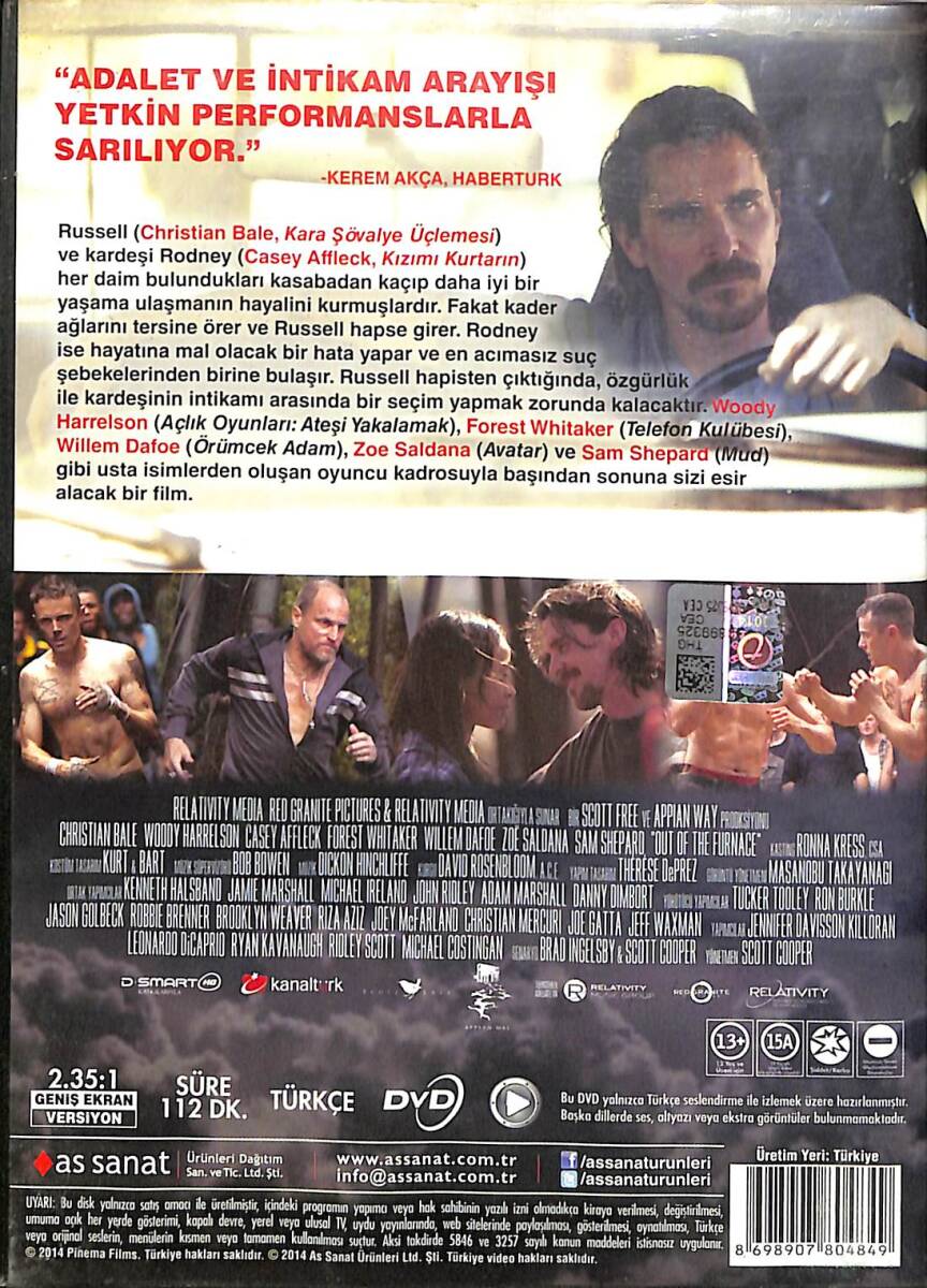 Kardeşim İçin (Out of the Furnace) – Orijinal DVD (İkinci El) * Christian Bale, Woody Harrelson, Casey Affleck, Forest Whitaker, Willem Dafoe – 2013 * DVD2977 - 2