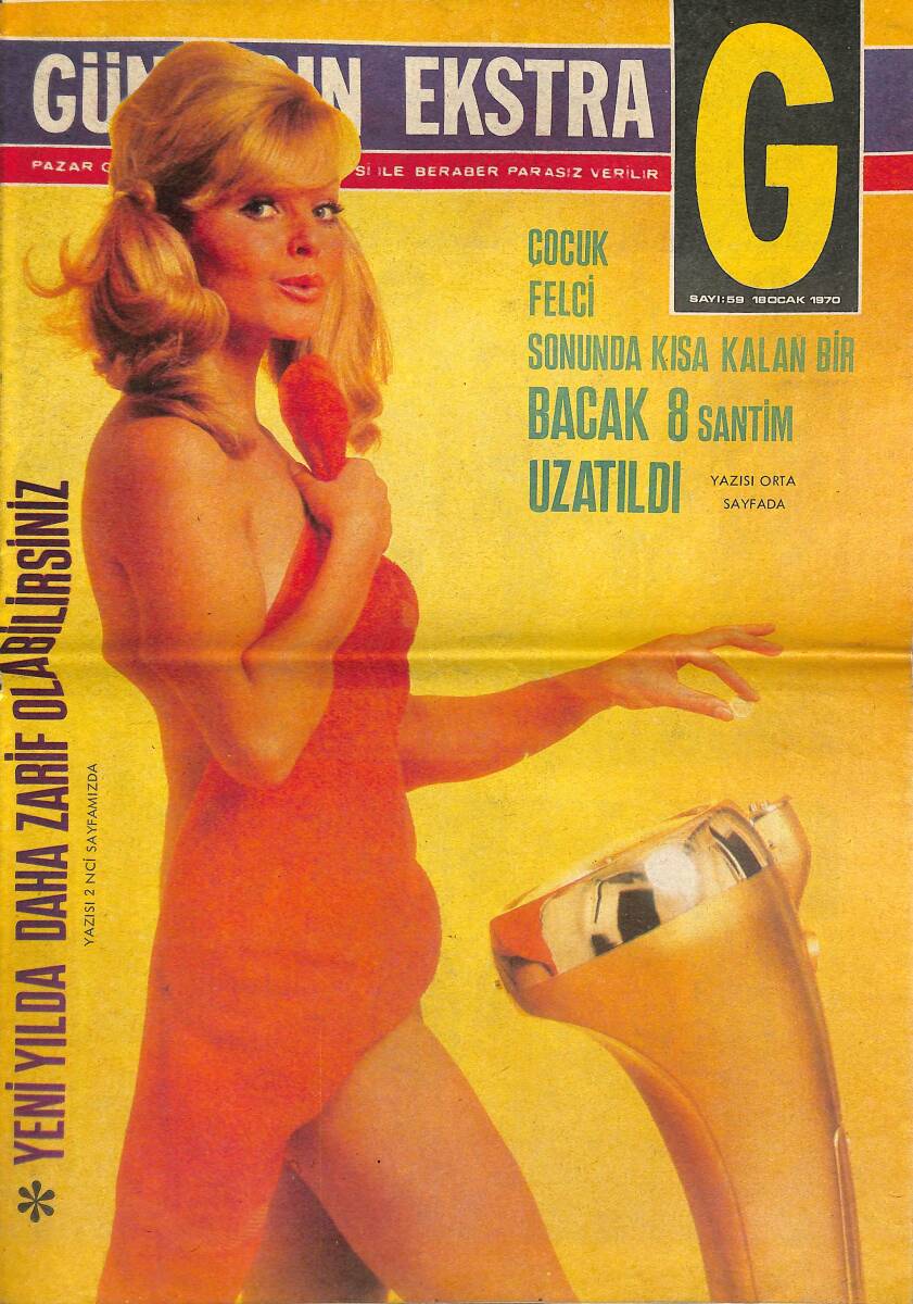 Pazar Gazetesi Günaydın Ekstra Eki 18 Ocak 1970 - Türkan Şoray İçin Tehlike Çanları Çalmaya Başladı - 1970 Kadınlar Yılı Olacak GZ141420 - 1