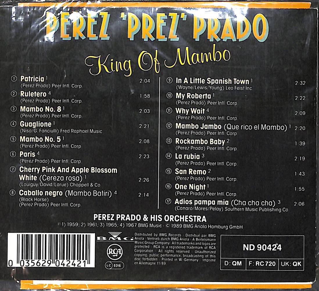 Perez 'Prez' Prado & His Orchestra ‎– King Of Mambo CD (İkinci El) CD5831 - 2