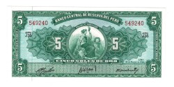 Peru 5 Soles 1960 ÇİL YKP6482 - 