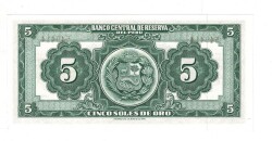 Peru 5 Soles 1960 ÇİL YKP6560 - 2