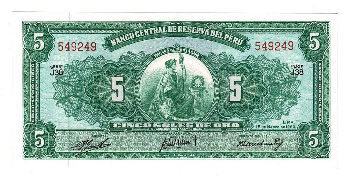 Peru 5 Soles 1960 ÇİL YKP6560 - 1