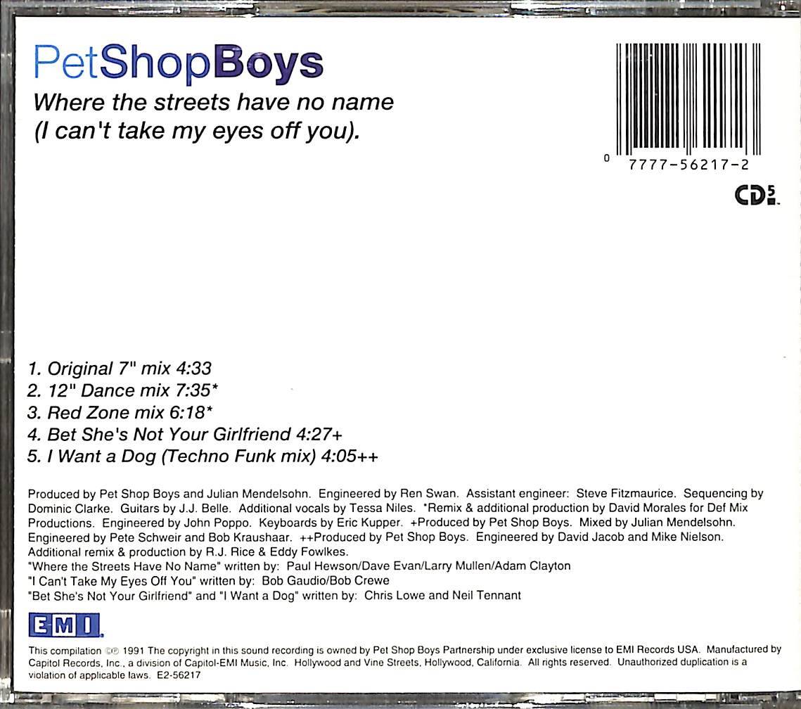 Pet Shop Boys - Where The Streets Have No Name (I Can't Take My Eyes Off You) CD (İkinci El) CD4283 - 2