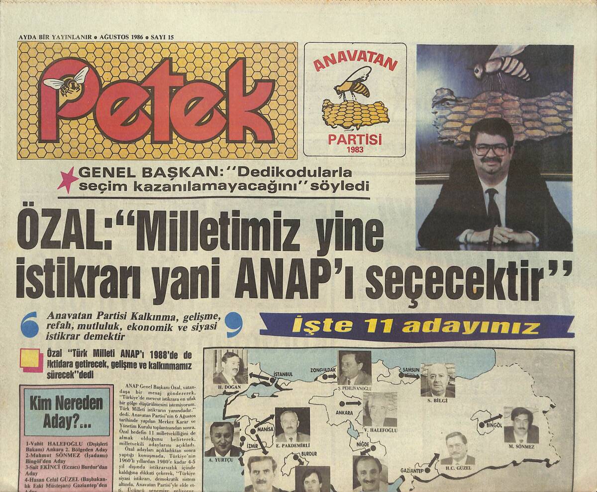 Petek Gazetesi Ağustos 1996 - Özal: Miletimiz Yine İstikrarı Anap'ı Seçecektir - Avusturyalı Gazeteciler Ülkemize Hayran Kaldı GZ137739 - 1