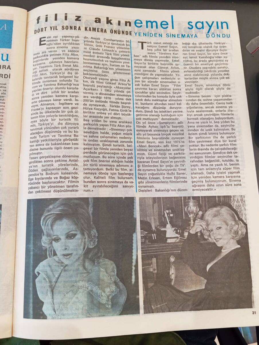 Pirelli Aylık Mecmua Sayı 186 - Mart 1980 - Ayla Algan - Türkan Şoray - Mine Mutlu - Filiz Akın - Emel Sayın NDR88045 - 3