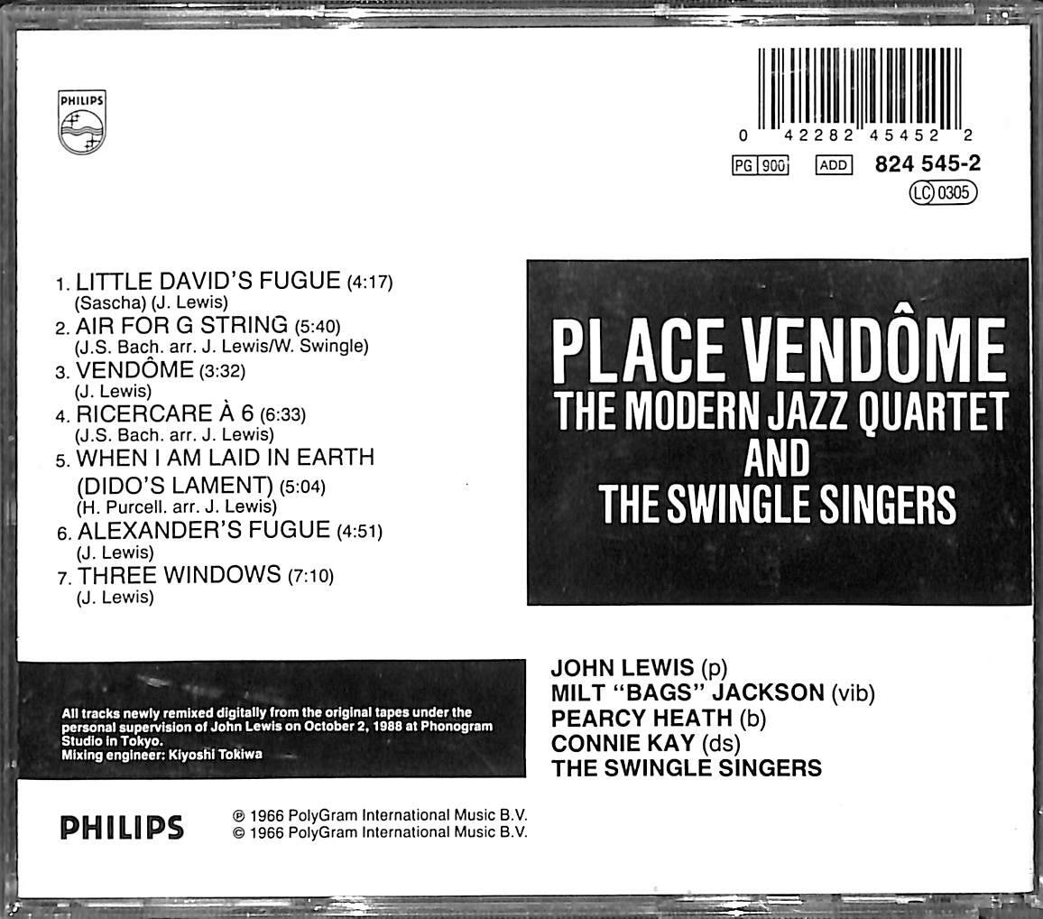 Place Vendome / The Modern Jazz Quartet And The Swingle Singers (İkinci El) CD5215 - 2