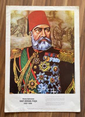 PLEVNE KAHRAMANI GAZİ OSMAN PAŞA BÜYÜK BOY KARTPOSTAL (35X50 cm) KRT17555 - 1