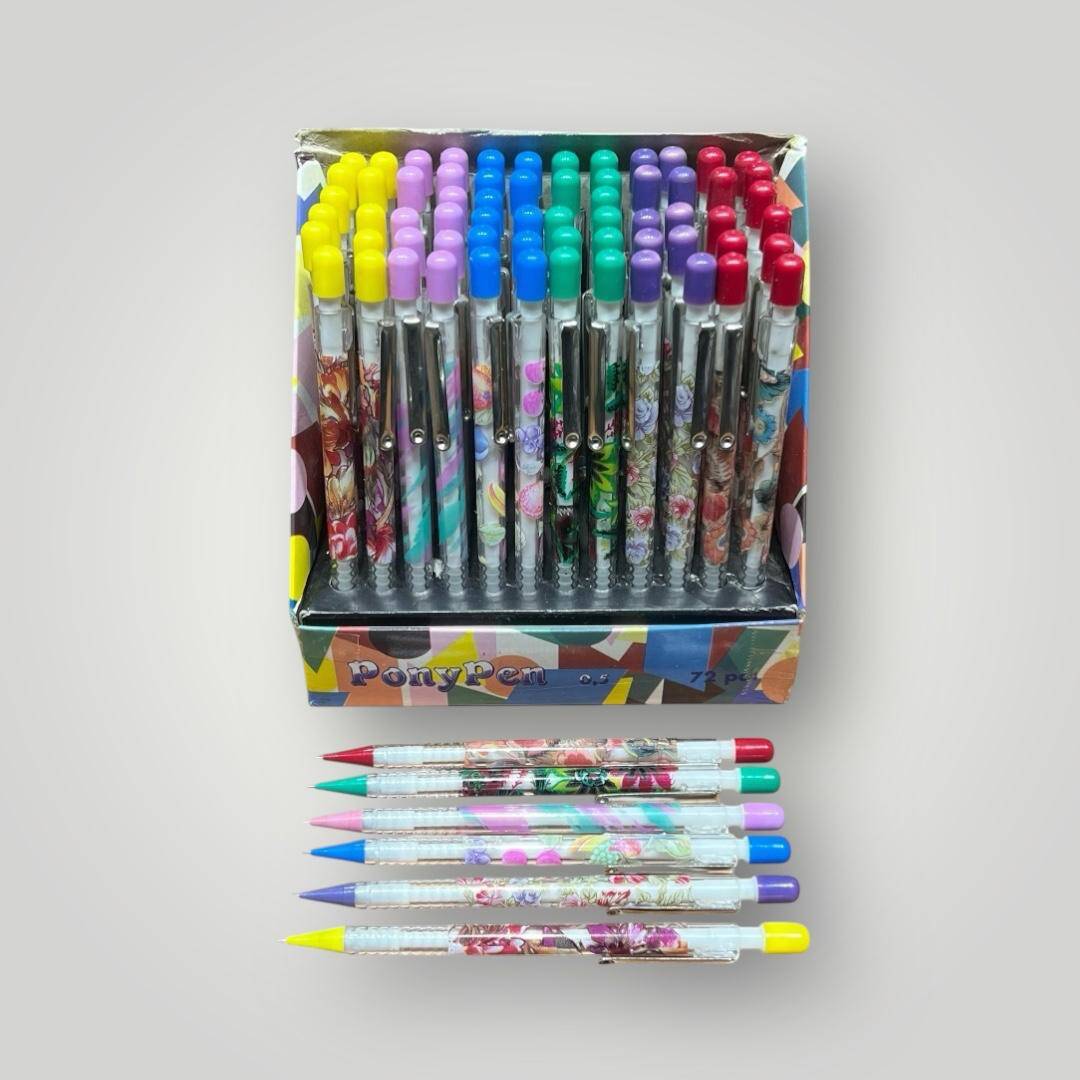 PonyPen 1990s Mekanik (ÇIT - ÇIT) Kurşun Kalem.6 Farklı Renk Lot. AOB4878 - 1