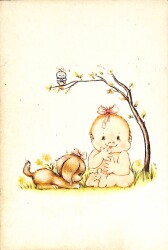 Pop Art Bebek Ve Köpek Temalı Kartpostal KRT19145 - Gökçekoleksiyon