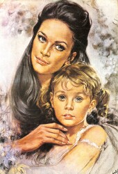 Pop Art Sevimli Anne Ve Çocuk Temalı Büyük Boy Kartpostal KRT7915 - Gökçekoleksiyon