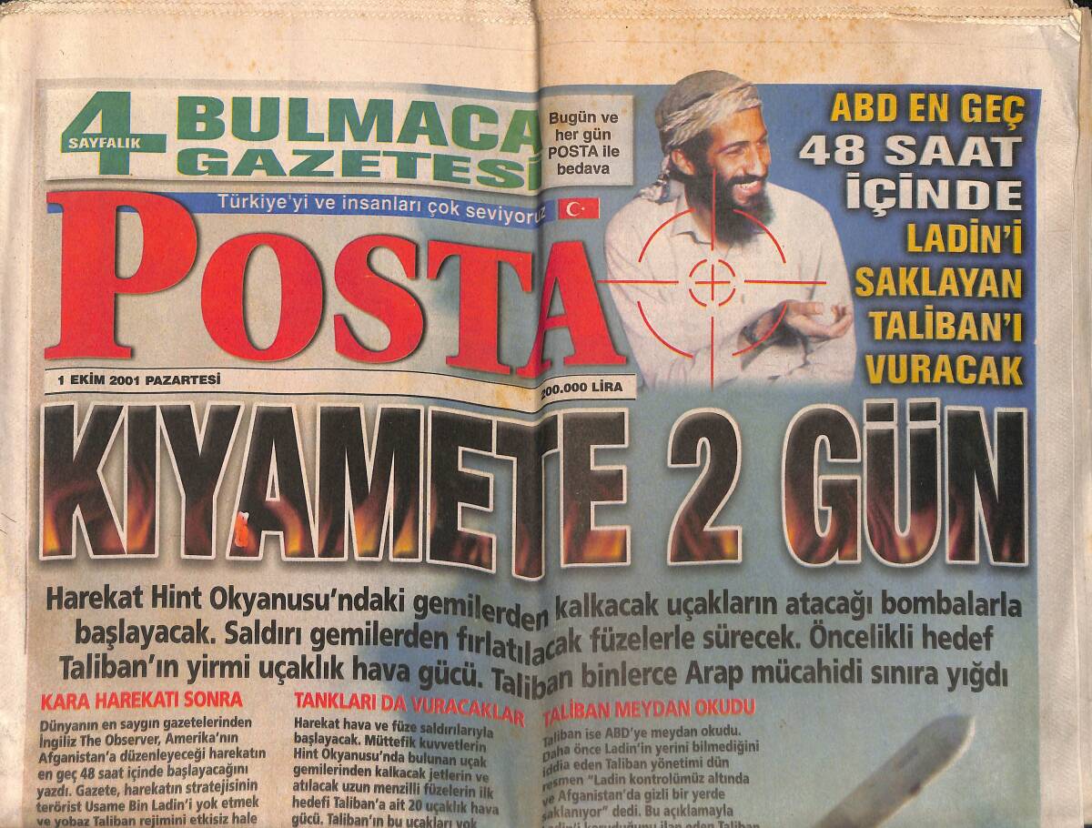Posta Gazetesi 1 Ekim 2001 - Seda Sayan'ın Elbisesi Dikkat Çekti - Saddam'ın Korkunç Planı GZ134745 - 1