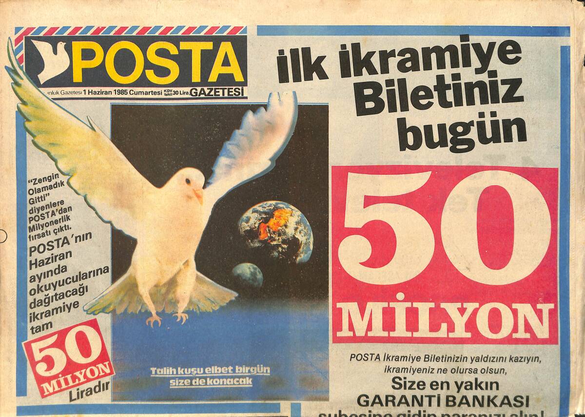 Posta Gazetesi 1 Haziran 1985 - Semra Özal , Türkan Şoray'dan Çabuk İyileşecek - Tedavi Eden Bitkiler GZ157587 - 1