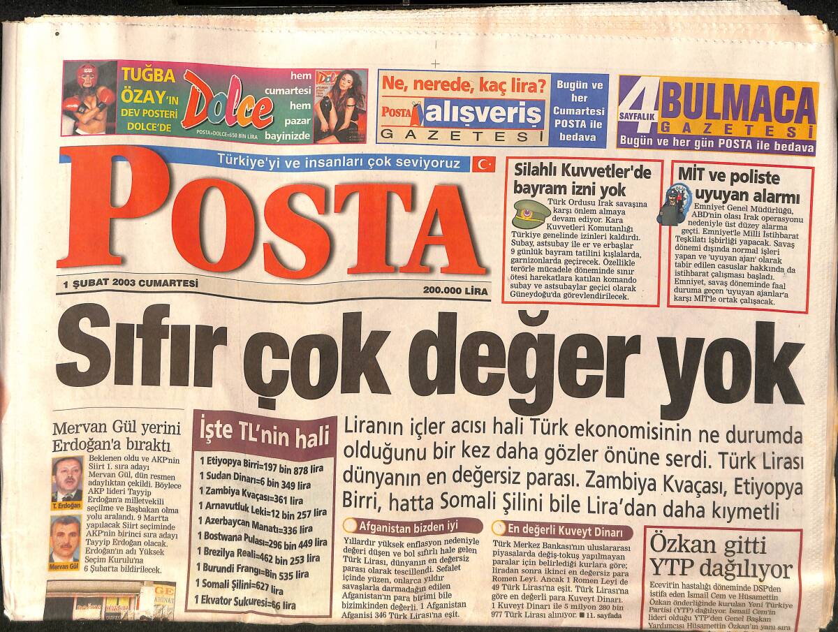Posta Gazetesi 1 Şubat 2003 - Esra Balamir Polisi Tırmaladı - Eva Herzigova Beymen'de GZ157249 - 1
