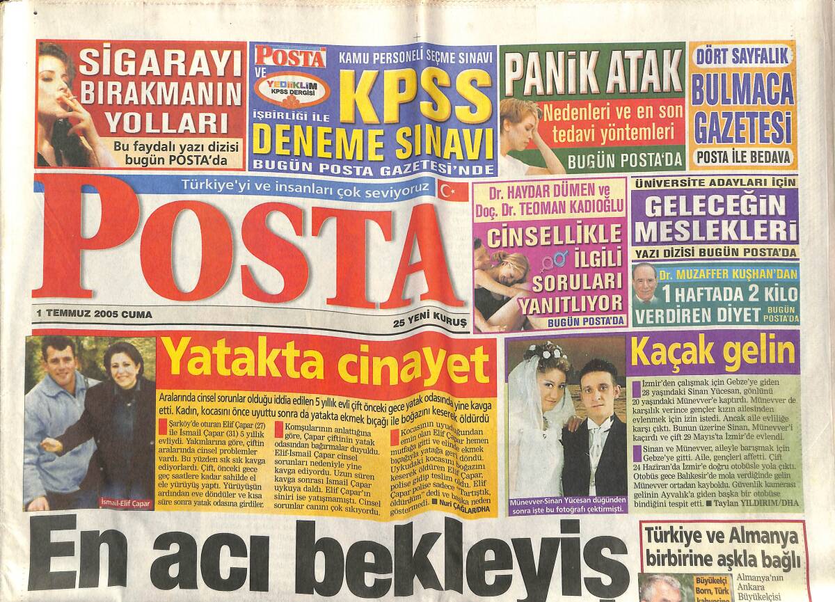 Posta Gazetesi 1 Temmuz 2005 - Ebru Şallı: Kocam Benden Süslü - Sezen'in Büyüklüğü GZ157387 - 1