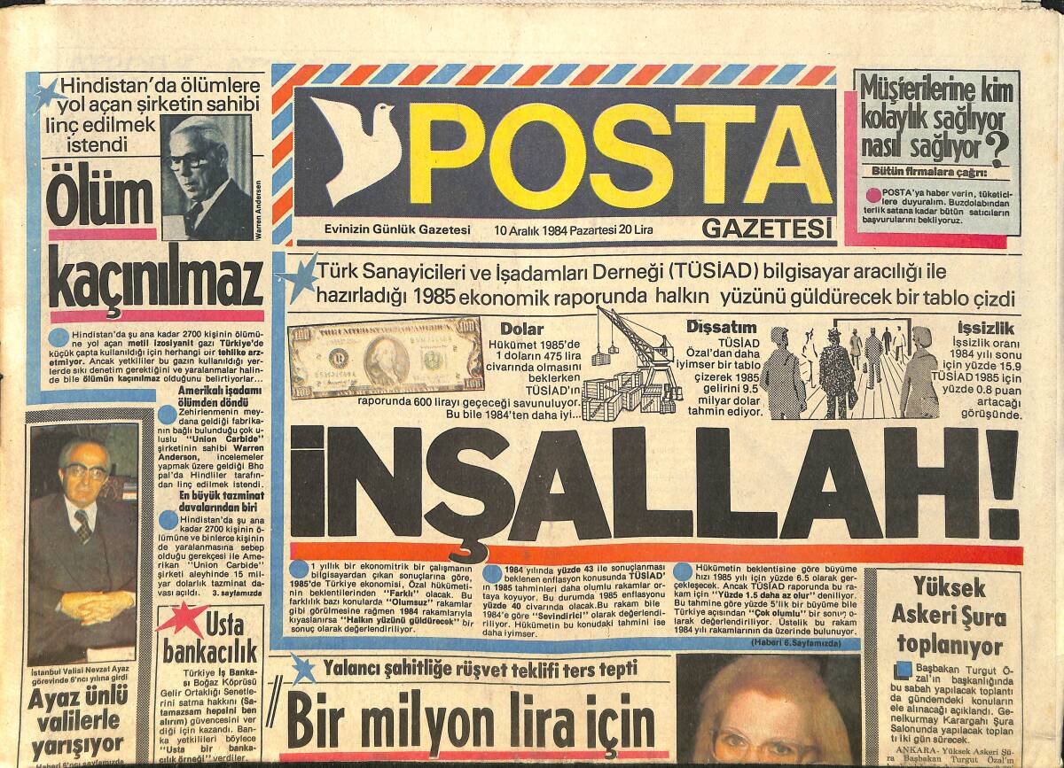 Posta Gazetesi 10 Aralık 1984 - Ajda Pekkan Nerede Evleneceğini Söylemiyor - Sacha Distel Yılbaşında İstanbul'a Geliyor GZ3770 - 2