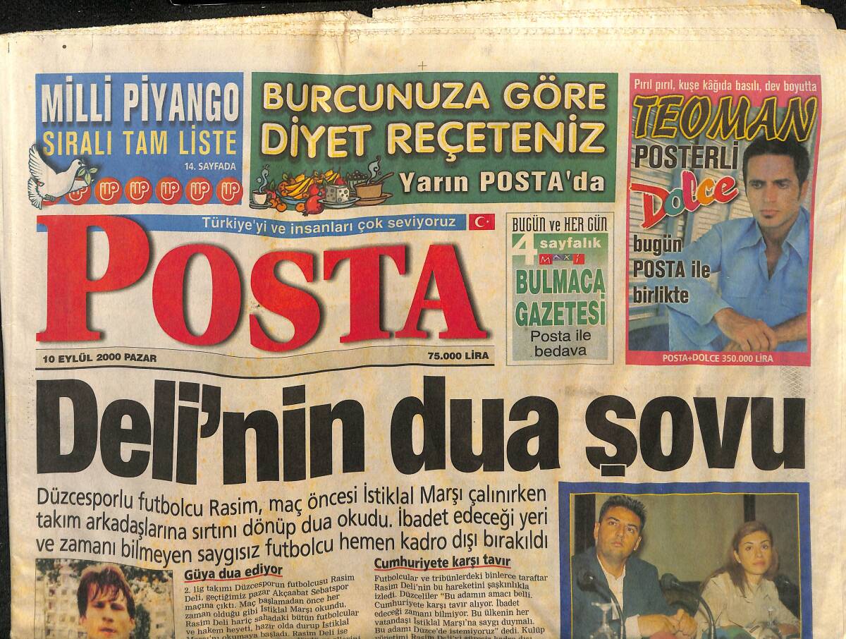 Posta Gazetesi 10 Eylül 2000 - Aldatılan Hande Ataizi Sevgilisini Terk Etti - Cimbom'a Eski Dosttan Tokat GZ157325 - 1