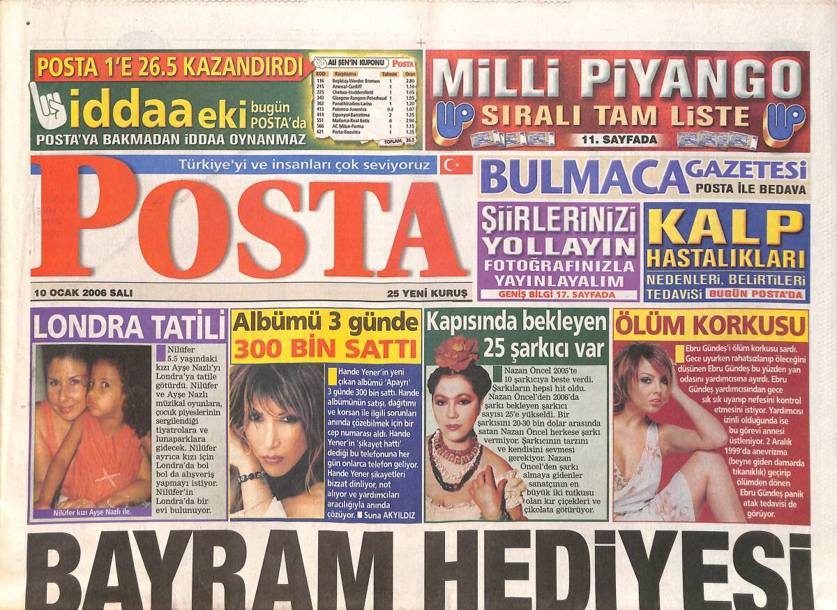 Posta Gazetesi 10 Ocak 2006 - Fener Mükemmel - Erdoğan'ın Damadı Dövizli Asker Oldu GZ2905 - 1