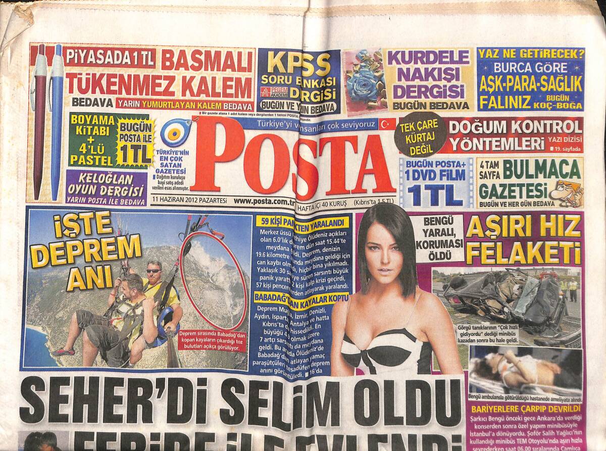 Posta Gazetesi 11 Haziran 2012 - Şarkıcı Bengü Ve Aşırı Hız Felaketi! - Bekir Bozdağ: Başka Vesayete İzin Vermeyiz! GZ138652 - 1