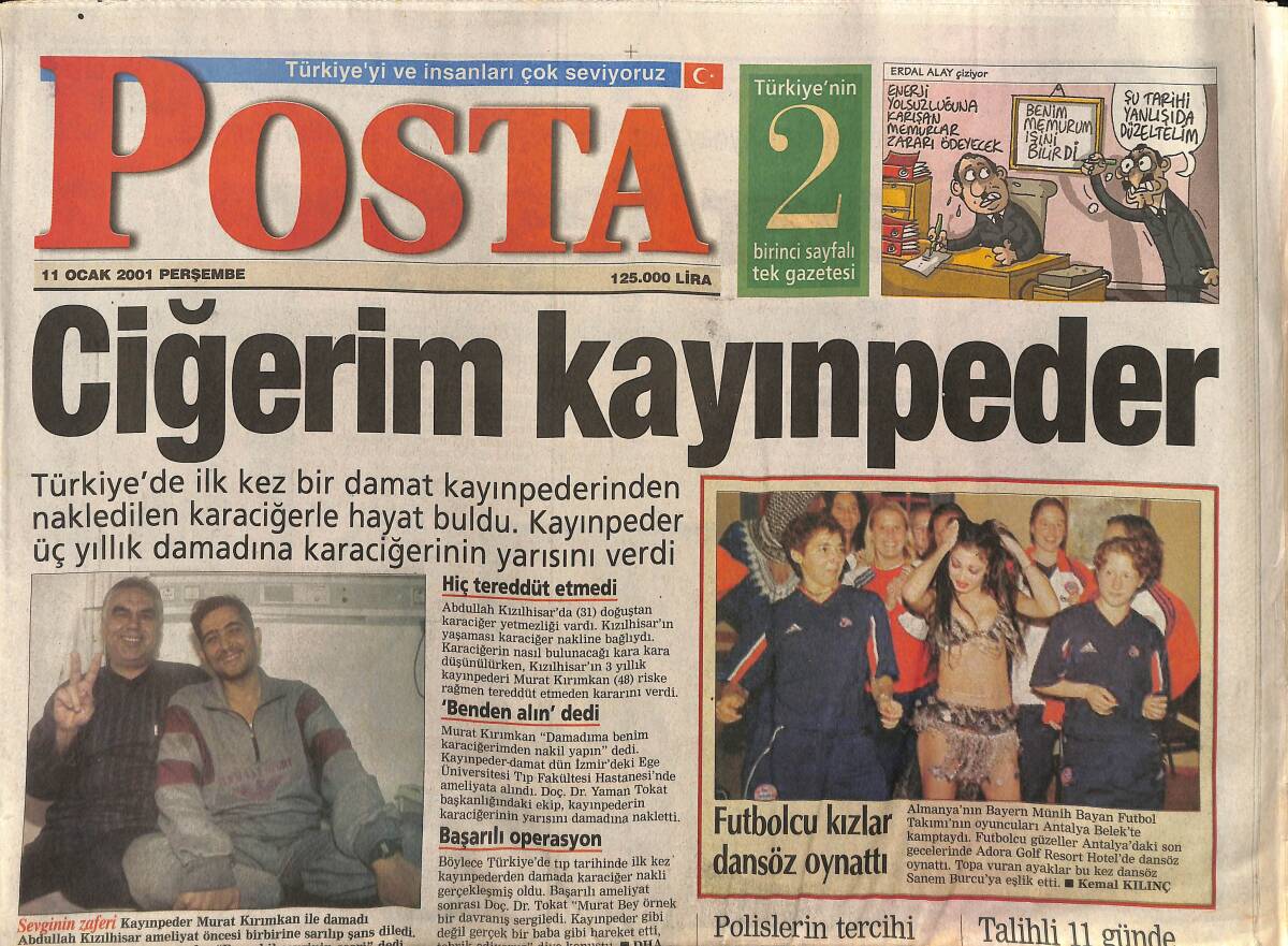 Posta Gazetesi 11 Ocak 2001 - Cemil İpekçi : Demet'in Beyni Yok - Fener'de Baliç Coştu GZ157338 - 1