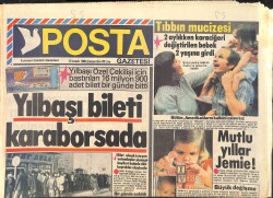 Posta Gazetesi 12 Aralık 1984 - İbrahim Tatlıses: Perihan'a Elimi Bile Sürmedim - Sezen Aksu Oğlunu Sigorta Ettirdi GZ3780 - Gökçekoleksiyon