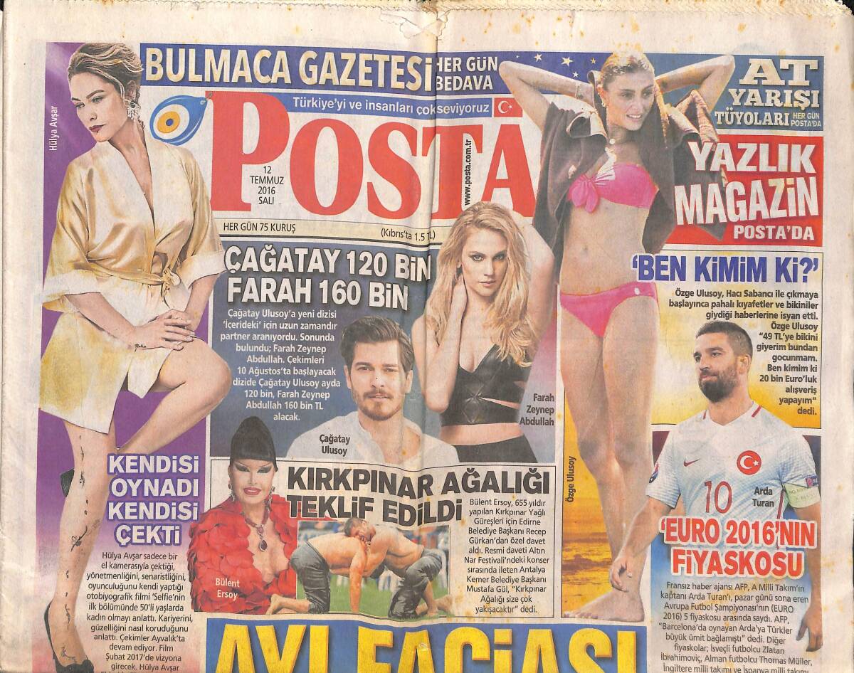 Posta Gazetesi 12 Temmuz 2016 - Hülya Avşar Kendisi Oynadı Kendisi Çekti - Işid Celladına İyi Hal İndirimi GZ135650 - 1