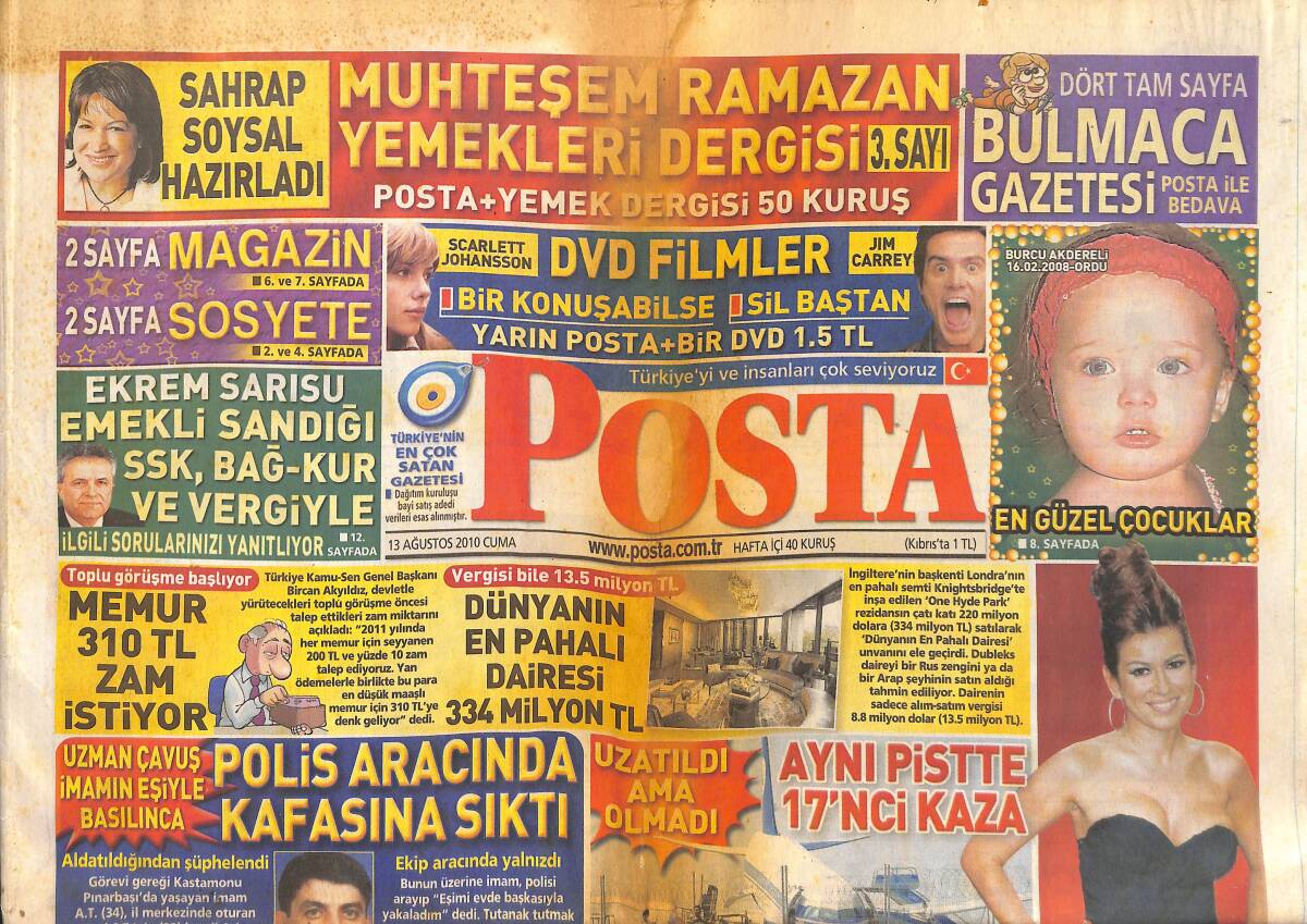 Posta Gazetesi 13 Ağustos 2010 - Atatürk'ün Sesi Bilinenin Aksine Gür Ve Kalınmış - İpek Tuzcuoğlu Dizi Setinde Evlenme Teklifi Aldı! GZ137238 - 1