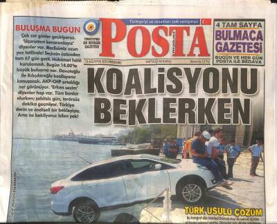 Posta Gazetesi 13 Ağustos 2015 - Fenerbahçeli Mehmet Topalın Jipinin Ön Camına İstanbul Sancaktepede Kurşun İsabet Etmişti GZ106483 - 1