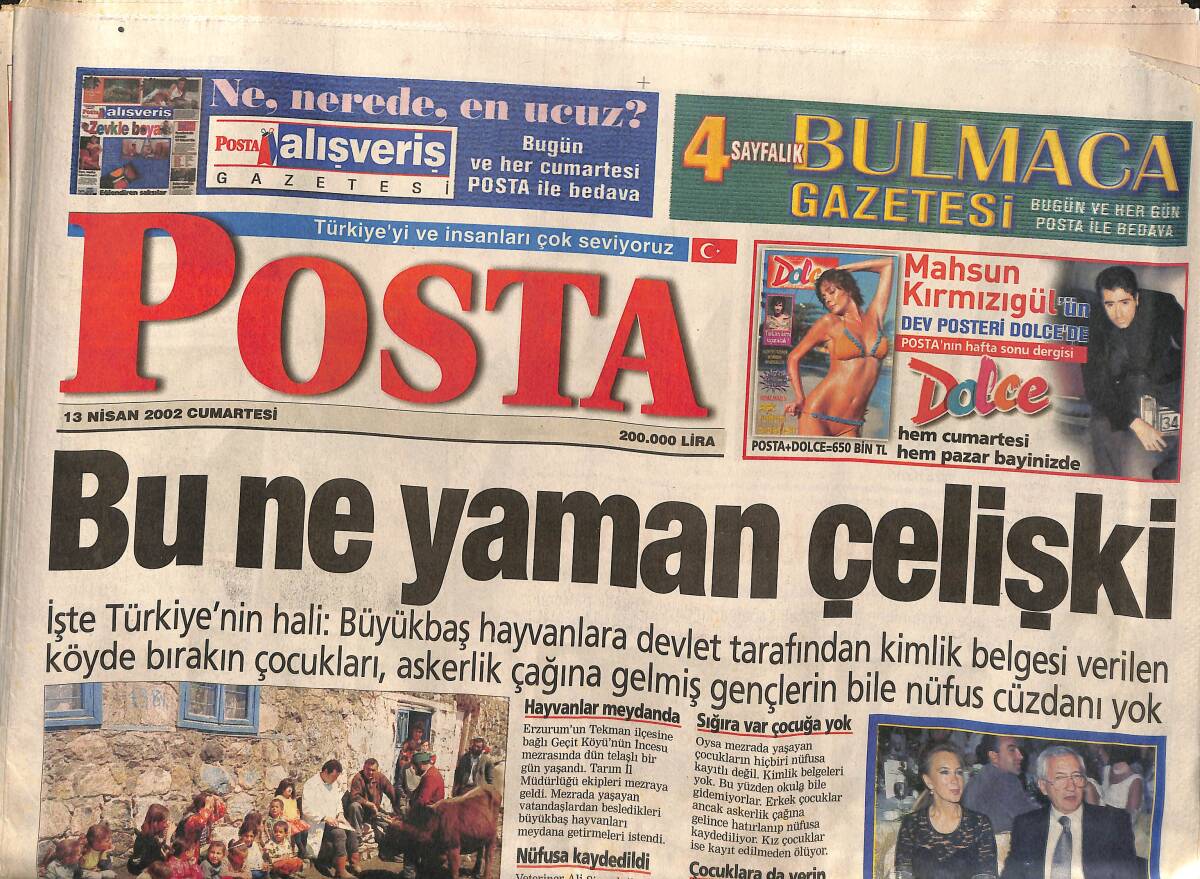 Posta Gazetesi 13 Nisan 2002 - Sefire Filiz Akın'a Yurda Dön Emri - Samandıra Alev Alev GZ157294 - 1