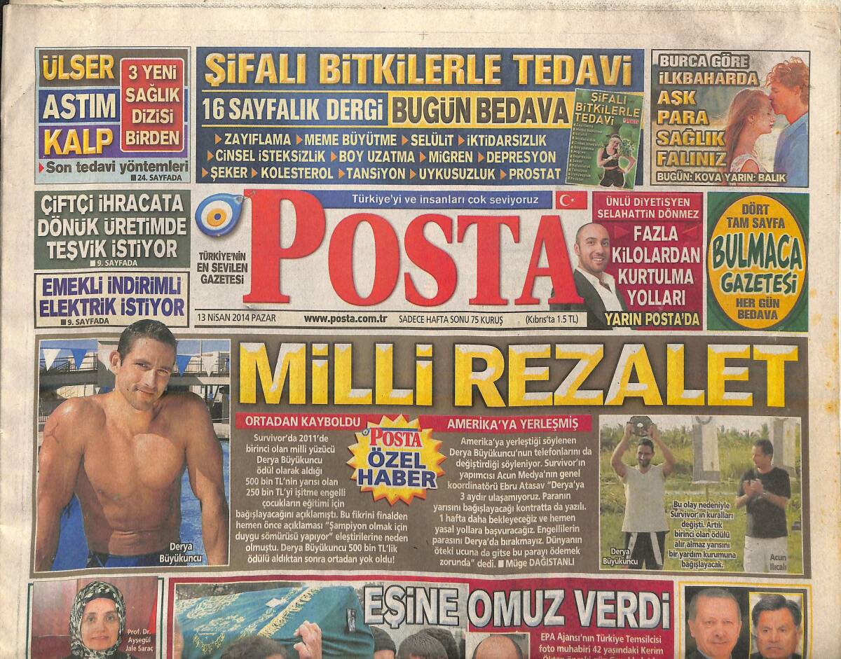 Posta Gazetesi 13 Nisan 2014 - Milli Rezalet - Eski Kocası Karısı Oldu - Eşcinseller İçin Cezaevi Yolda GZ138710 - 1