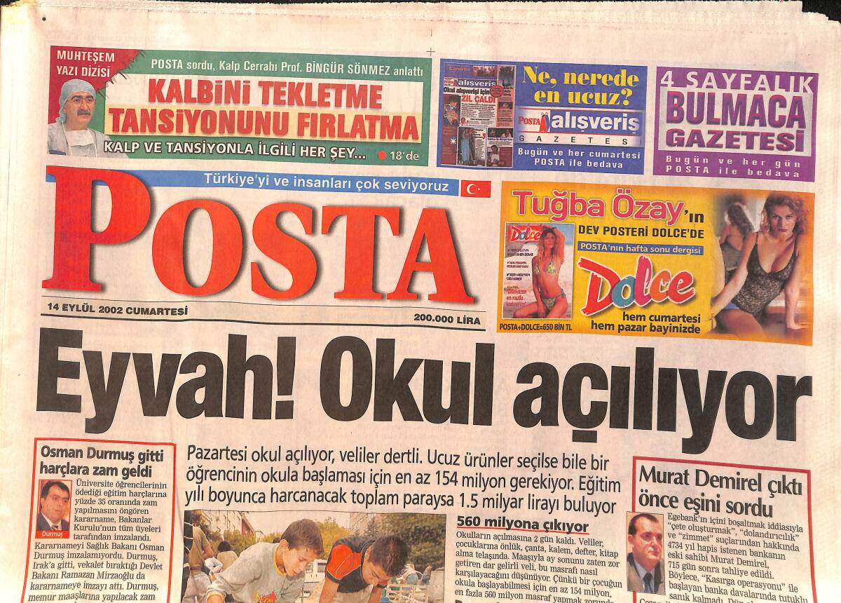 Posta Gazetesi 14 Eylül 2002 - ABD En Geç Ocak'ta Irak'a Saldıracak - Terim : Havamızı Bulmaya Başladık GZ157242 - 1