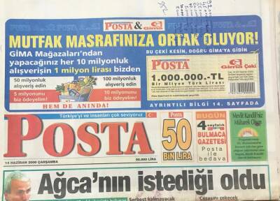 Posta Gazetesi 14 Haziran 2000 -İtalya Cumhurbaşkanı Papa Suikasti Sanığı Mehmet Ali Ağcayı Affetti-Yapışık İkizler 11 Saatlik Ameliyatla Ayrıldı GZ36371 - 1