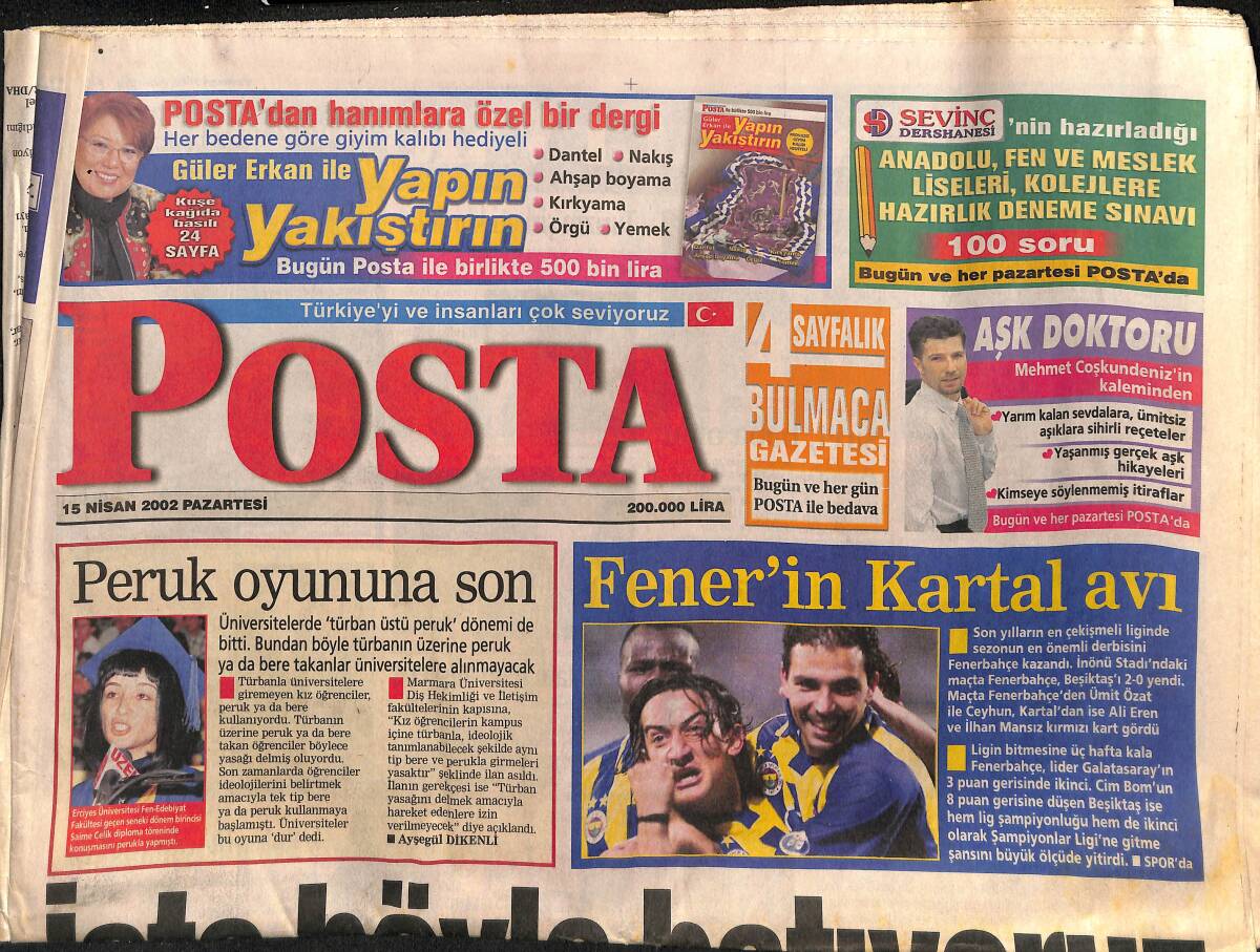 Posta Gazetesi 15 Nisan 2002 - Fener'in Kartal Avı - Tatlıses'in Annesine Derya Tuna Bakıyor GZ157292 - 1