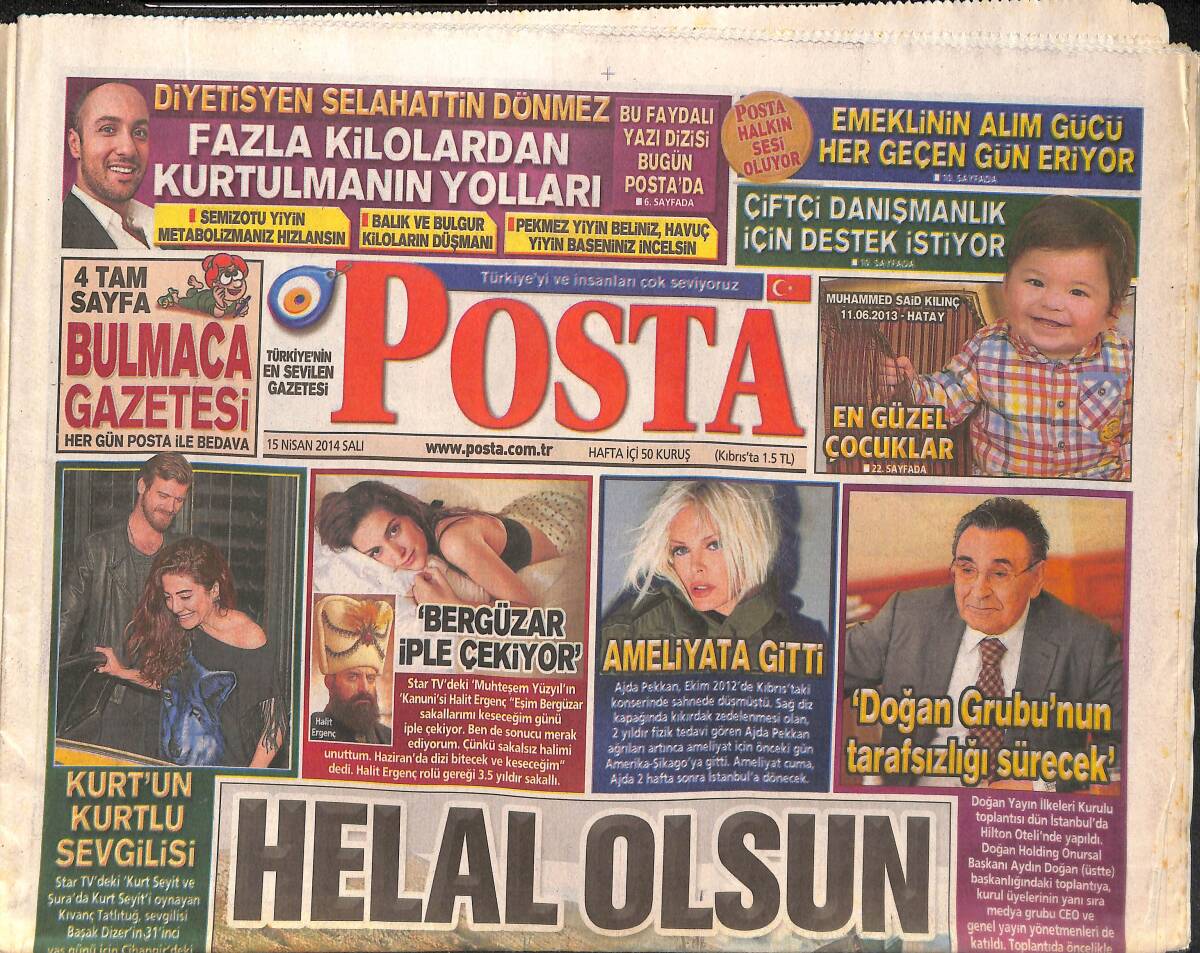 Posta Gazetesi 15 Nisan 2014 - Kıvanç Tatlıtuğ'un Kurtlu Sevgilisi - Ajda Pekkan Ameliyata Girdi! GZ137214 - 1